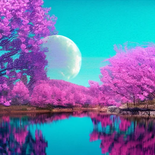 blue sun on the horizon in vaporwave style, pink cherry blossoms along a lake, trending on artstation, sharp focus, studio photo, intricate details, highly detailed, by
greg rutkowski, hyperrealism, hyper detailed, cinema 4d, national geographic photo