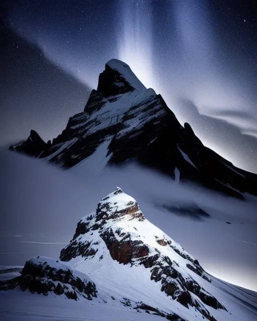 Snowy mountain top - Free AI Photo Generator - starryai