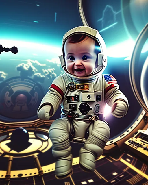 baby astronaut in space