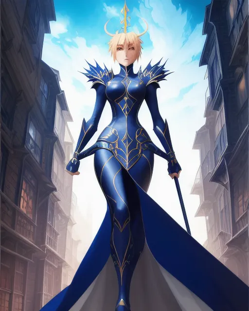 Giantess Artoria Pedragon who 345 tall - AI Photo Generator - starryai