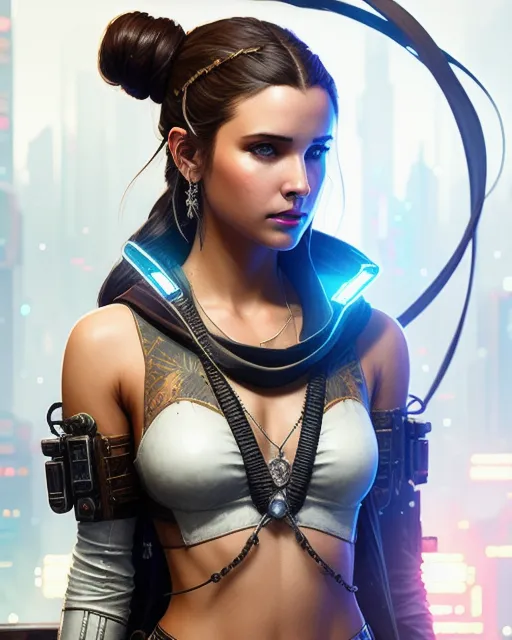 Cyberpunk Princess Leia - AI Photo Generator - starryai