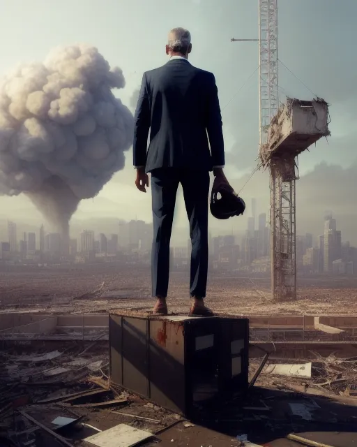 over the should view of a destroyed business man standing on top of a baseball field