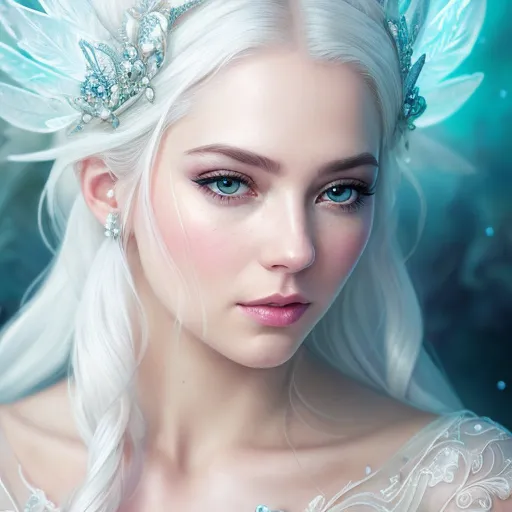 Beautiful ice queen, white hair, sheer - AI Photo Generator - starryai