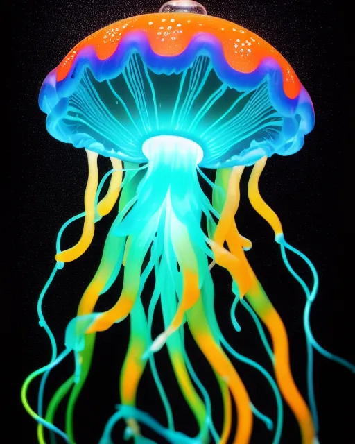 Bioluminescent Jellyfish, Paint - Free AI Photo Generator - starryai