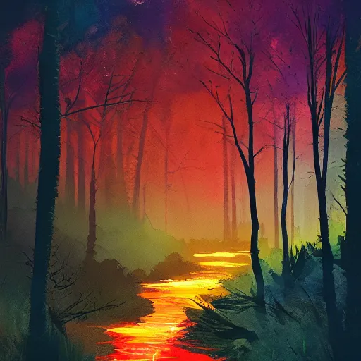 Glowing River forest - Free AI Photo Generator - starryai
