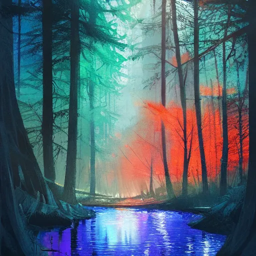 Glowing River forest - Free AI Photo Generator - starryai