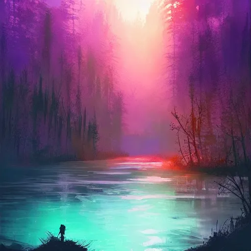 Glowing River forest - Free AI Photo Generator - starryai