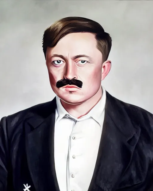 Adolf hitler portrait, Elon musk - Free AI Photo Generator - starryai