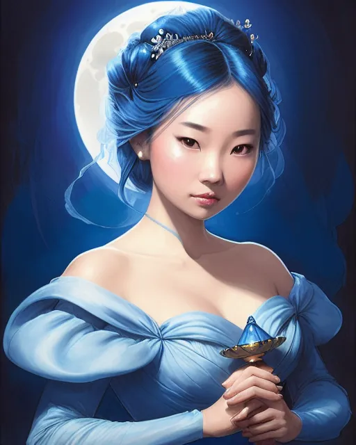 Cinderella Wearing Blue Lingerie,Pale - AI Photo Generator - starryai