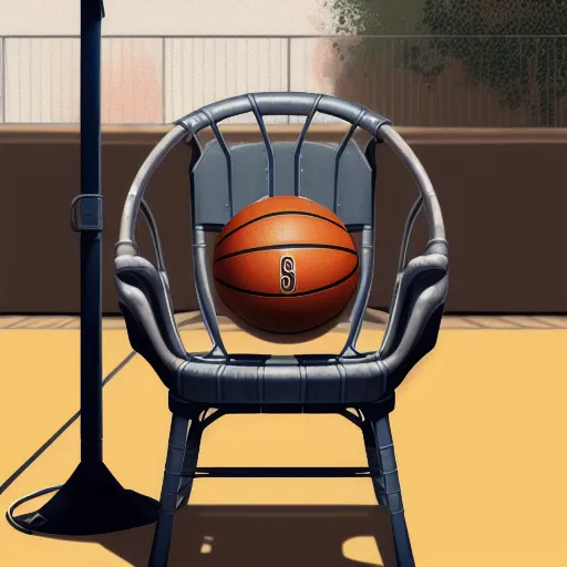 A basketball in a patio chair, patio, digital painting,  digital illustration,  extreme detail,  digital art,  4k,  ultra hd, beautiful, trending on artstation, overcast