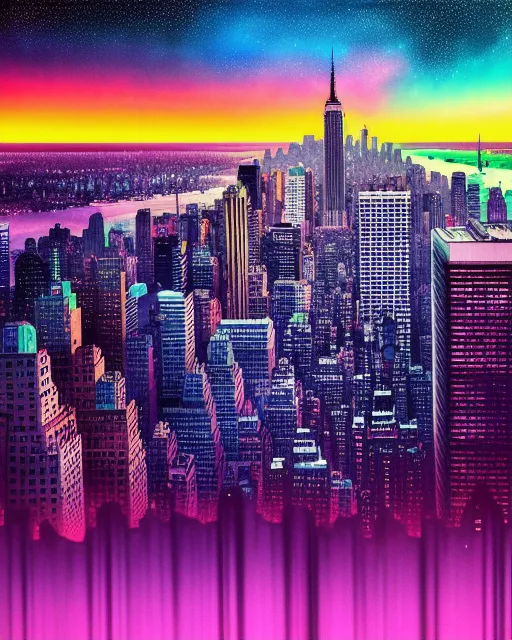 Futuristic NYC, Manhattan, beautiful - AI Photo Generator - starryai