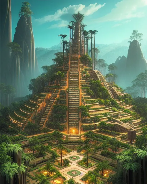 Futuristic Inca Futuristic Cyberpunk Forest Inca - Free AI Photo Generator - starryai