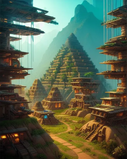 Futuristic Inca Futuristic Cyberpunk Forest Inca - Free AI Photo Generator - starryai