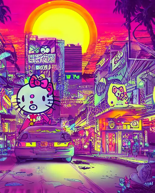 Evil Hello Kitty by Stanley Artgerm Lau, WLOP