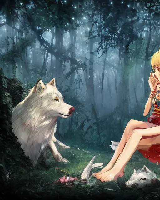 White Wolf Is Standing In The Snow On The Ground Background Pictures Of Anime  Wolves Background Image And Wallpaper for Free Download