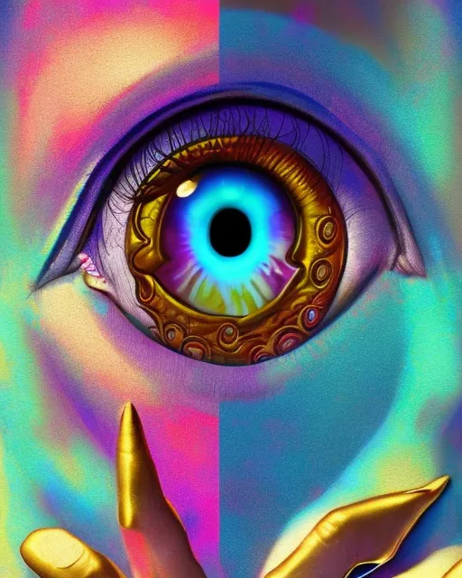 Psychedelic evil eye and hamsa