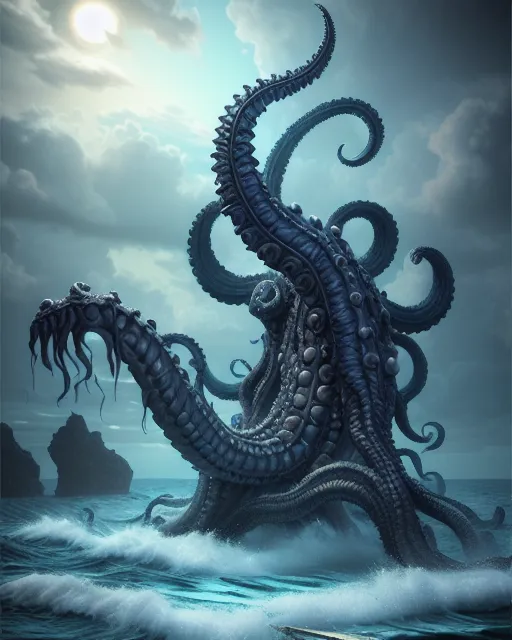 Kraken sea monster, fantasy art, art, - AI Photo Generator - starryai