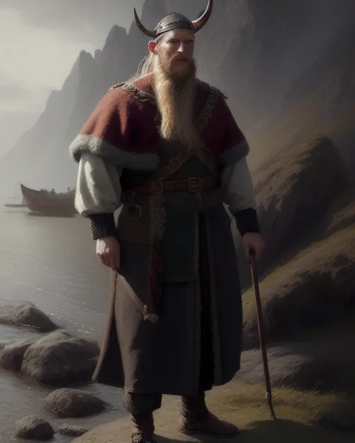 Ancient Danish male set in clothing and time period of viking raids