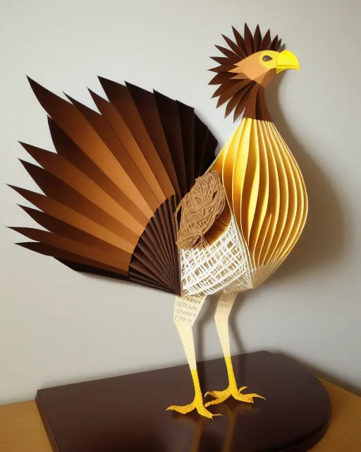 paper wild turkey with tail fan spread 