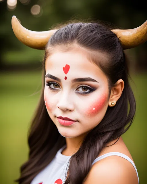 Beautiful Young Girl Cow Makeup Ai