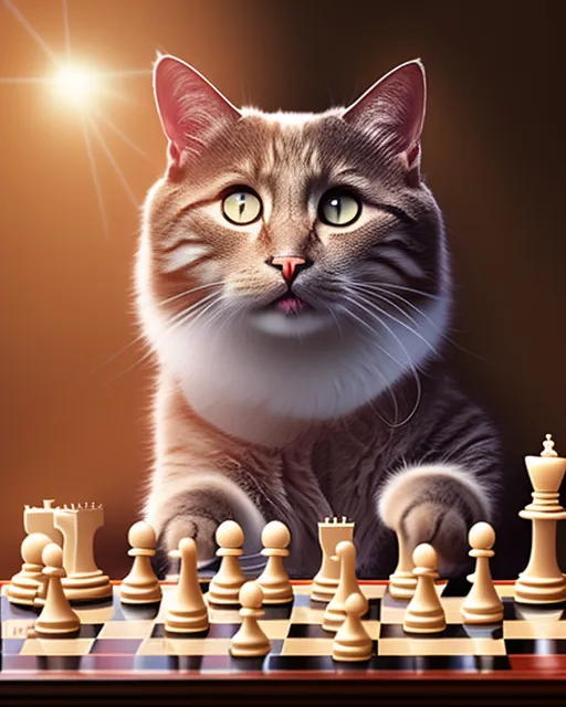 Cat Playing Chess, AI Generated Art Print for Sale by JacobJGuzman