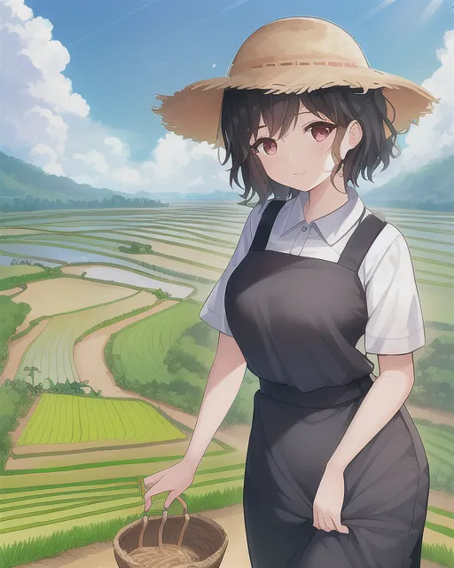 Rice farmer material harvest rice ear girl  Stock Illustration 61392529   PIXTA