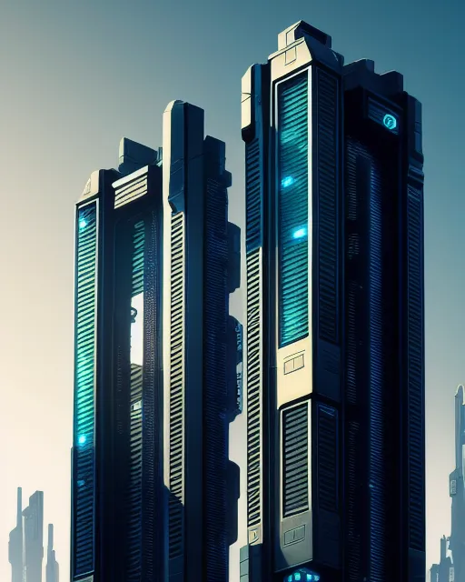 Cyberpunk futuristic buildings