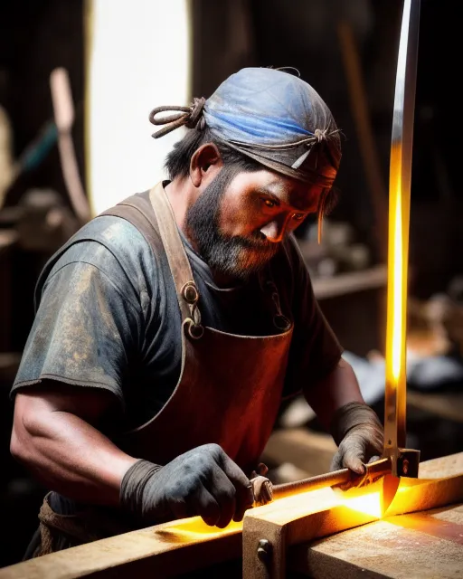 Photo a Blacksmith Forging a 50mm - Free AI Photo Generator - starryai