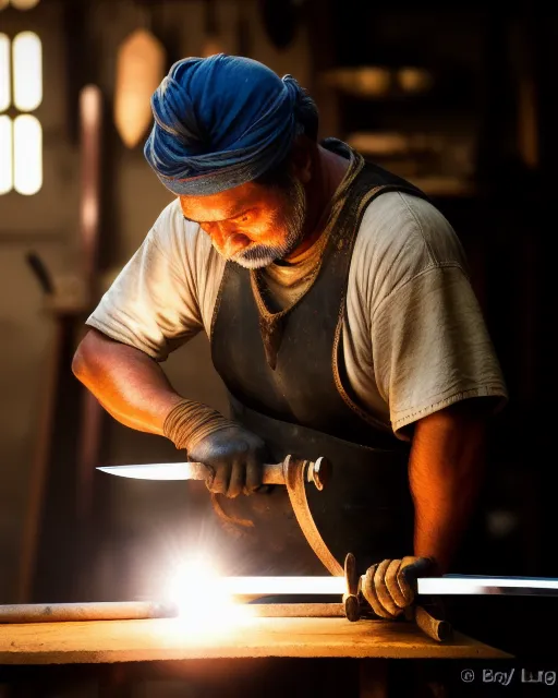 Photo a Blacksmith Forging a 50mm - Free AI Photo Generator - starryai