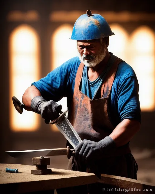 Photo a Blacksmith Forging a 50mm - Free AI Photo Generator - starryai