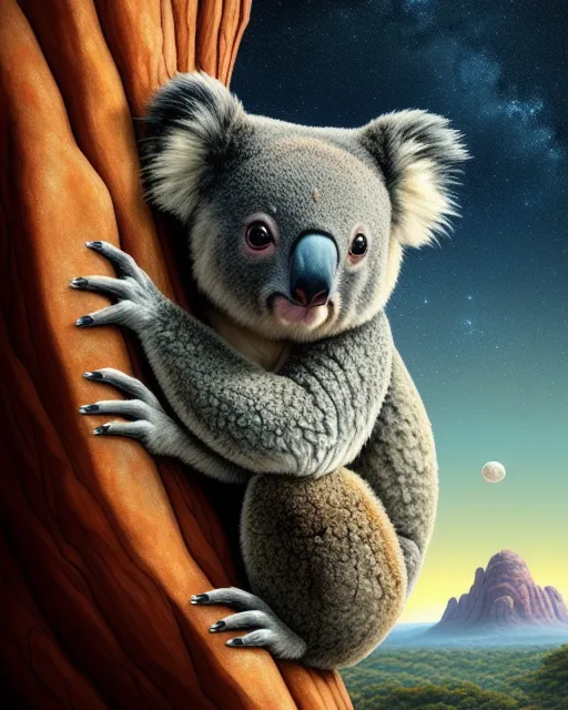 koala, 8k resolution, surrealistic, melting clocks