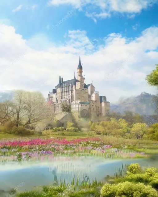 A beautiful castle distance - Free AI Photo Generator - starryai