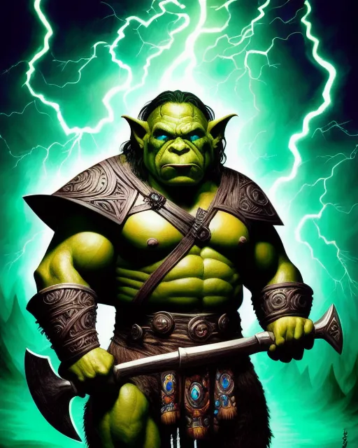 Orc Posing Axe His Right Hand Style Ai Photo Generator Starryai 0977