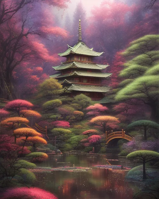 Japanese Landscape Watercolor Digital Art | Poster