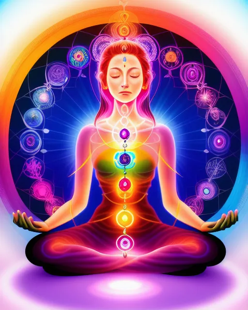 Beautiful woman meditating her 7 - AI Photo Generator - starryai