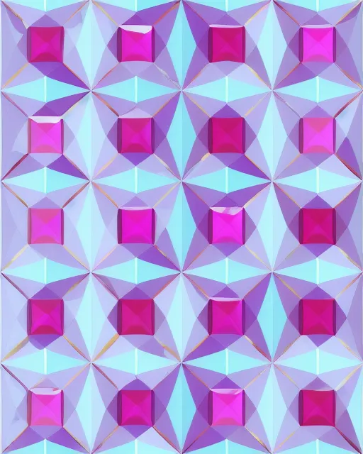 Colorful geometric repeating pattern, highly detailed, crystalline