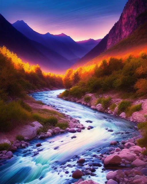 mountain river - Free AI Photo Generator - starryai