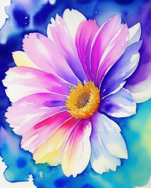 Flower, astral, beautiful watercolor painting,  realistic,  detailed,  painting by olga shvartsur,  svetlana novikova,  fine art,  soft watercolor, seascape, spiraling, synesthesia, watercolor