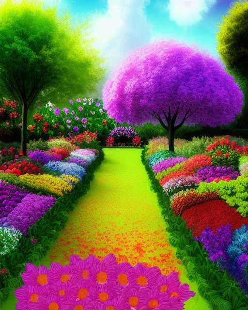 Beautiful flowers garden god, art - Free AI Photo Generator - starryai