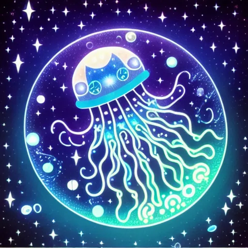 Space jellyfish, cute, adorable - Free AI Photo Generator - starryai