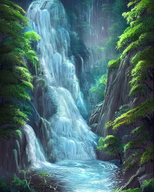 Waterfall,  digital illustration,  extreme detail,  digital art,  4k,  ultra hd