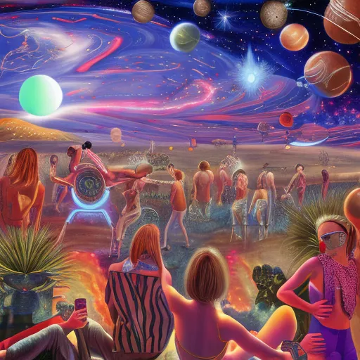 A galactic rave party different - Free AI Photo Generator - starryai