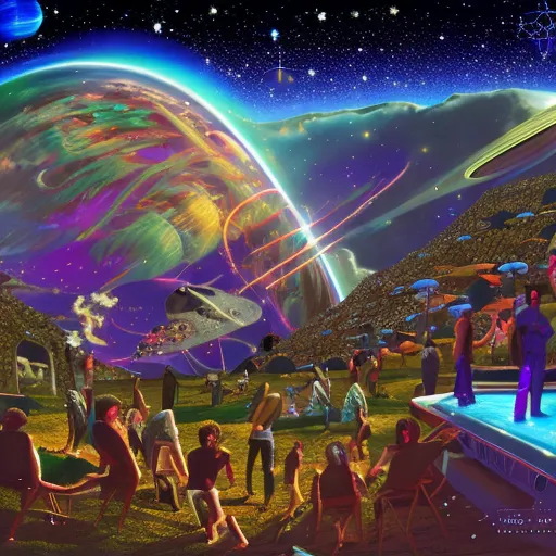 A galactic rave party different - Free AI Photo Generator - starryai