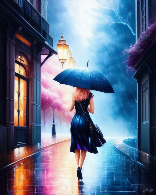 Rainy Night - Free AI Photo Generator - starryai