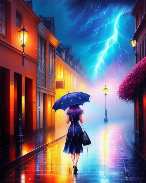 Rainy Night - Free AI Photo Generator - starryai