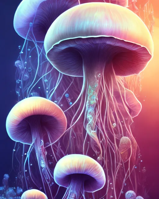 Jellyfish, mushroom - Free AI Photo Generator - starryai