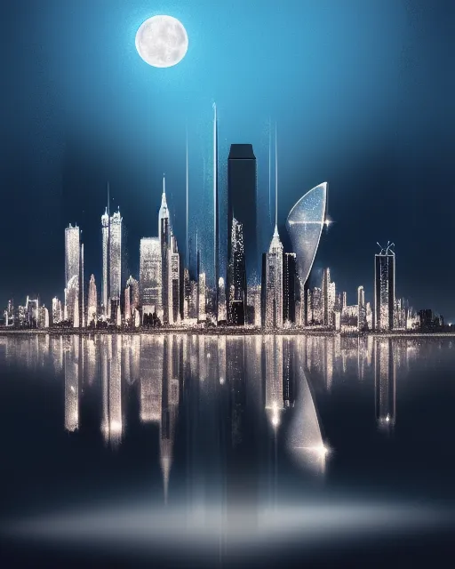 A beautiful city skyline bathing - Free AI Photo Generator - starryai
