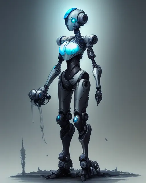 She is beautiful but a robot, fantasy art, concept art