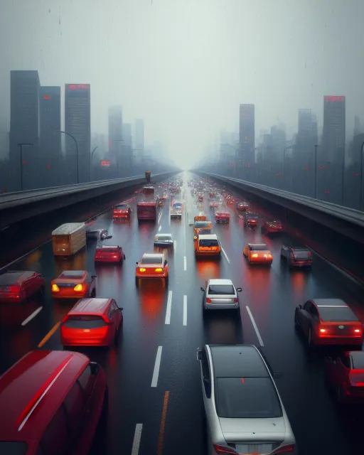 Daily Commute on a Rainy Day - Free AI Photo Generator - starryai