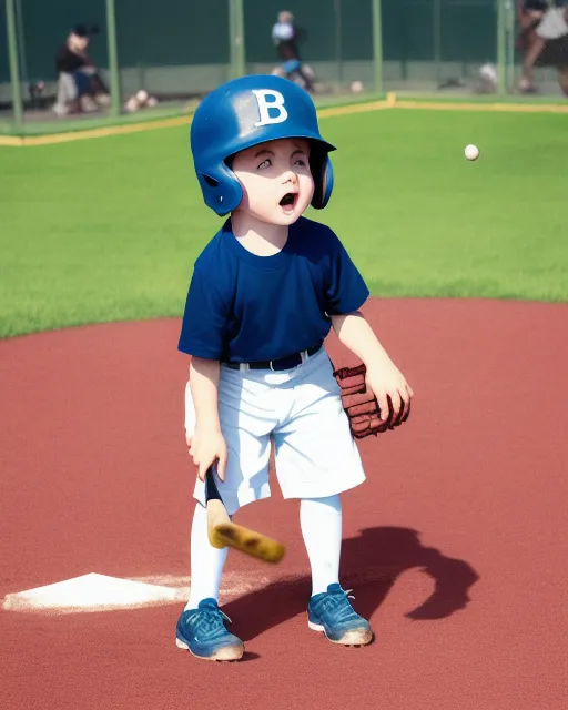 Cartoonish playing tee ball